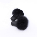 SCTX15-1 soft fluffy real fox fur slides children fur slippers